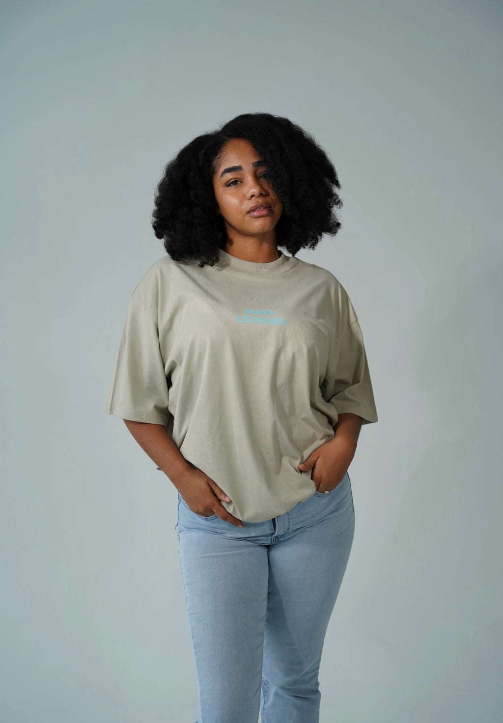 JARED LEONARD OVERSIZED T GREEN TEXT