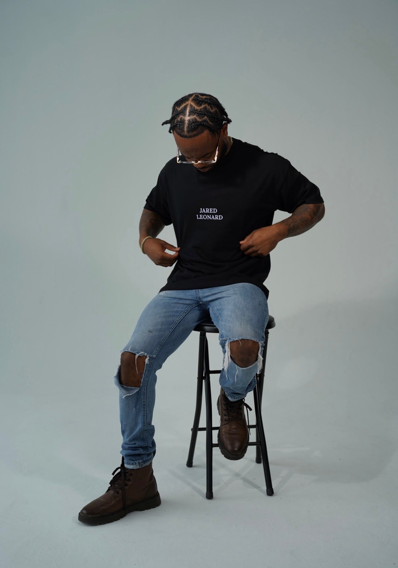 JARED LEONARD OVERSIZED T WHITE TEXT