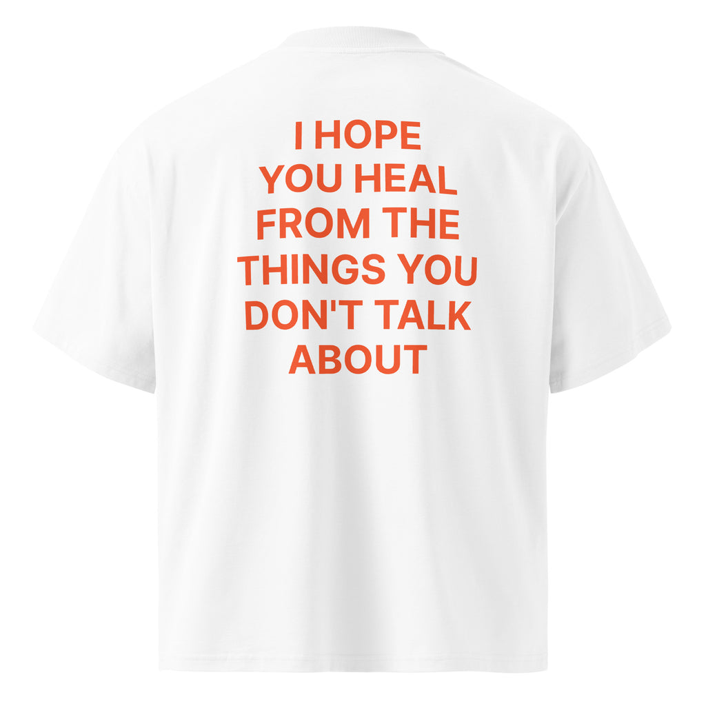 JARED LEONARD OVERSIZED T ORANGE TEXT