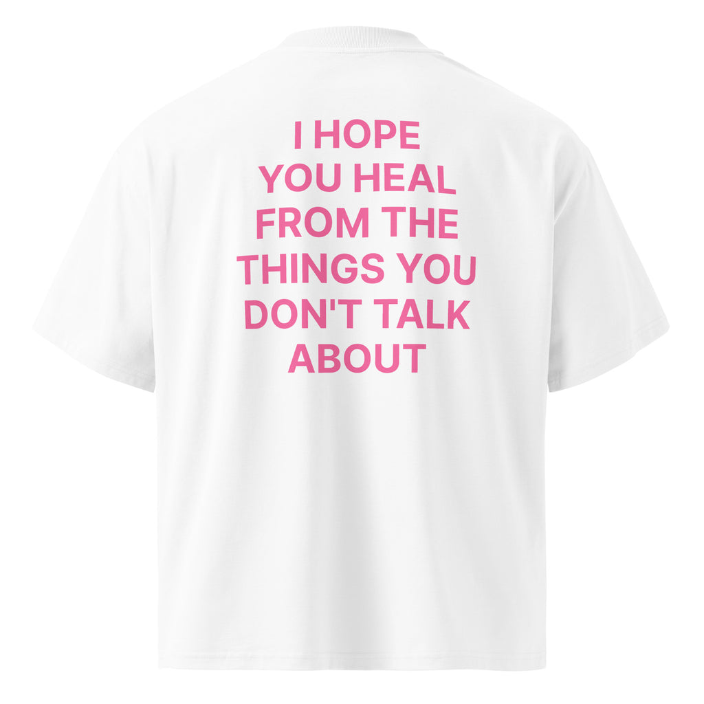 JARED LEONARD OVERSIZED T PINK TEXT