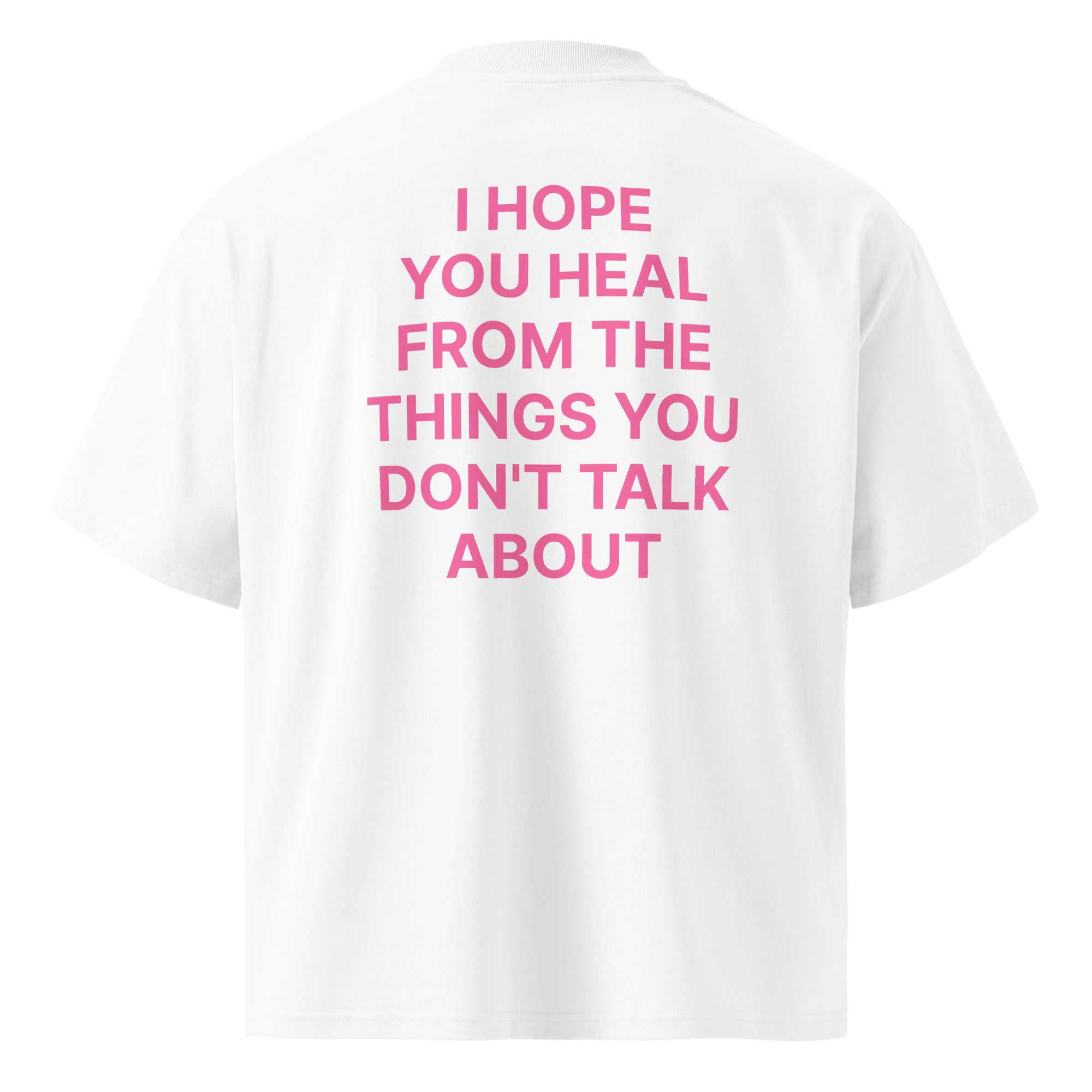 JARED LEONARD OVERSIZED T PINK TEXT